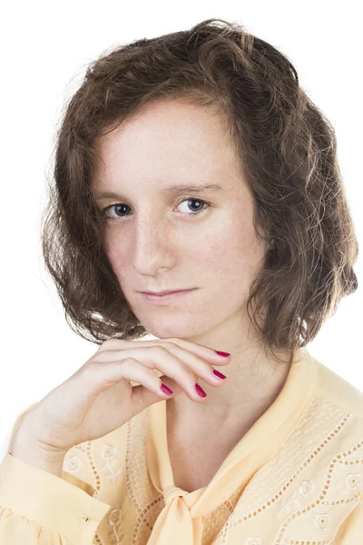 Adolescente com cabelo castanho — Fotografia de Stock