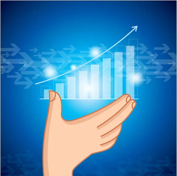 Hand showing business graph — Stock Vector