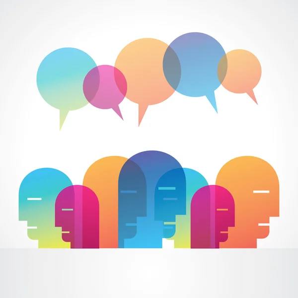 Speech bubble and group of people — Stock Vector