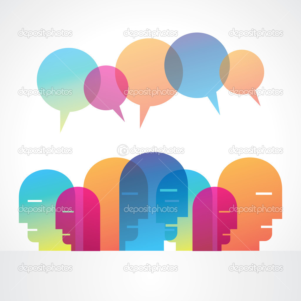 Speech bubble and group of people
