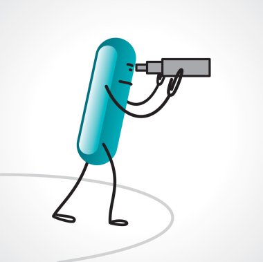 çubuk adam izole bir teleskop kullanma