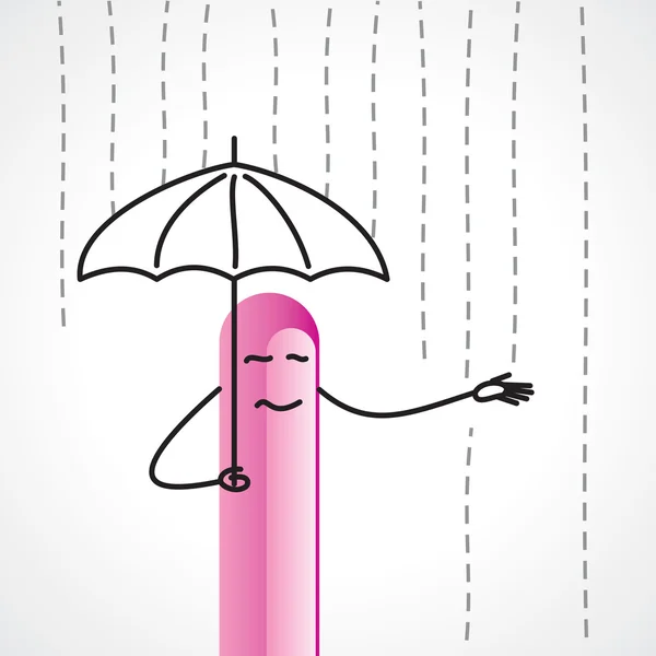 Hombre de pie bajo la lluvia con paraguas — Vector de stock