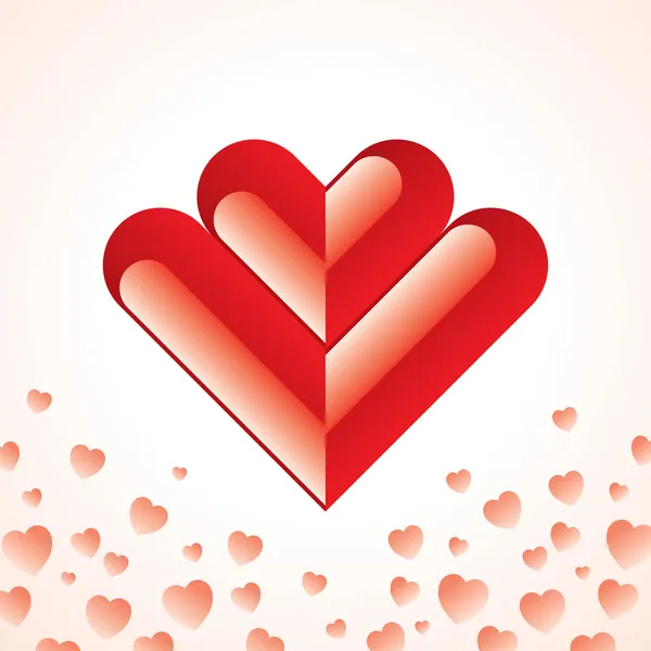 Valentine kort av rött hjärta — Stock vektor