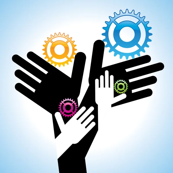 Version of hands gears concept — Stock Vector