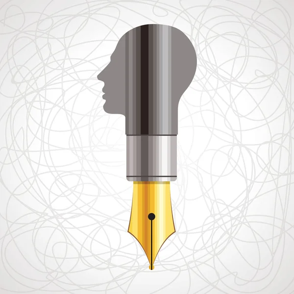 Pen with human head — Stock Vector