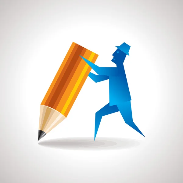 Man with pencil — Stock Vector