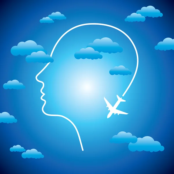 Human head with plane — Stock Vector