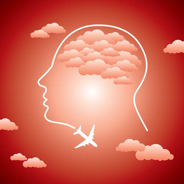 Human head and aero plane — Stock Vector