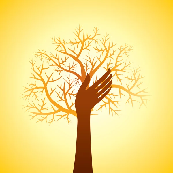 Main et arbre — Image vectorielle