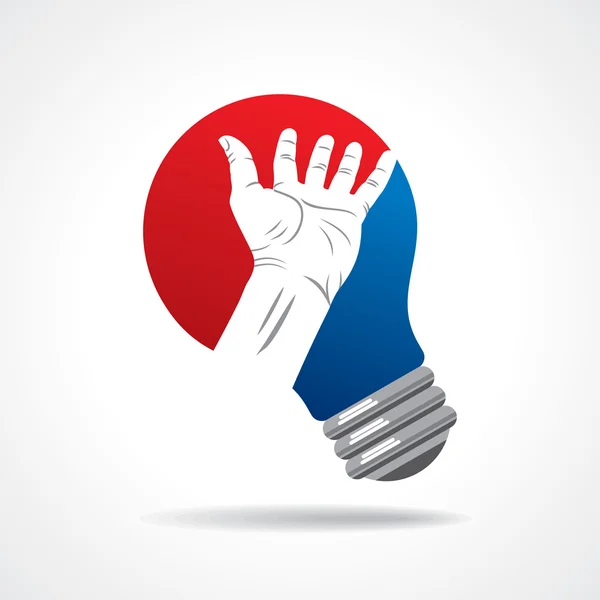 Idea bulb with hand — Stock Vector