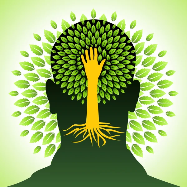 人間の頭部で緑の概念 — ストックベクタ