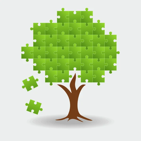 Árbol rompecabezas fondo colorido — Vector de stock