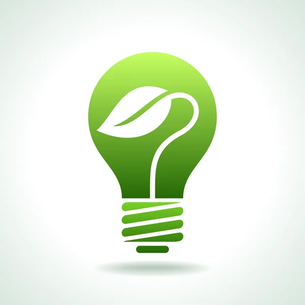 Ampoule verte avec feuille à l'intérieur — Image vectorielle