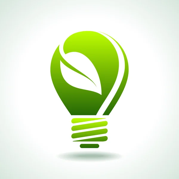 Green Bulb with leaf inside — Stock Vector