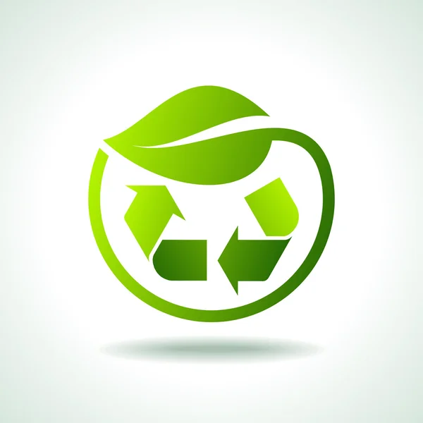 Recycle symbool met blad pictogram — Stockvector