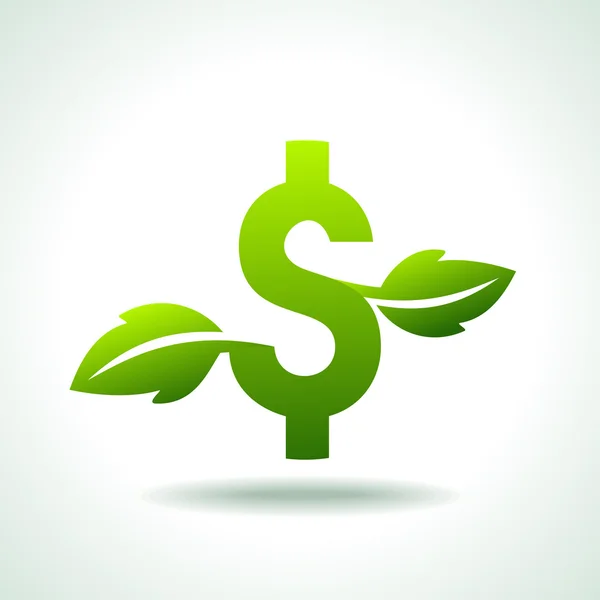Green icon growing currency — Stock Vector