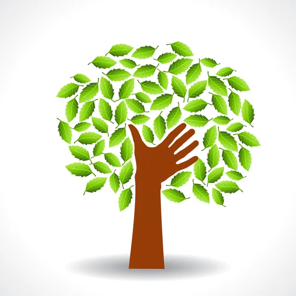 Gröna träd med händerna-formade — Stock vektor