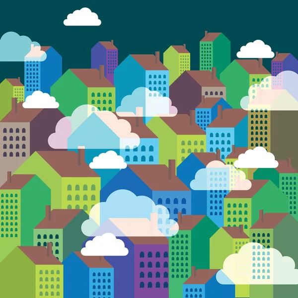 Houses and clouds — Stock Vector