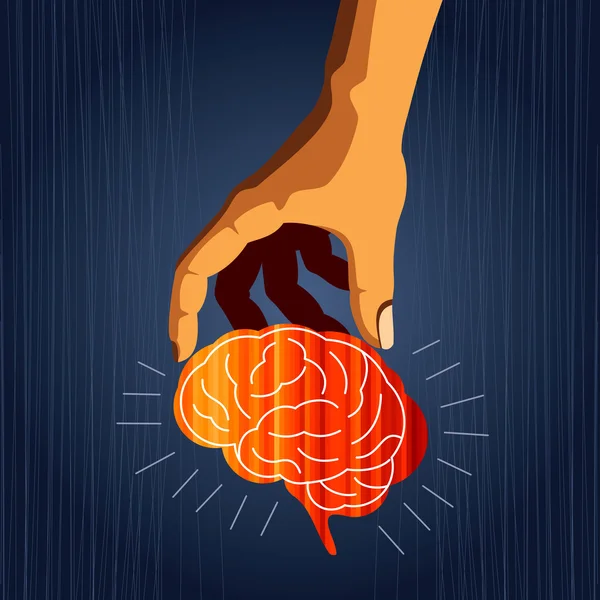 Mind with hand — Stock Vector