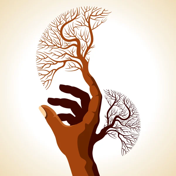 Main avec arbre créatif — Image vectorielle