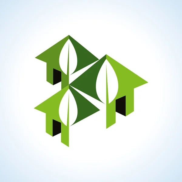 Icono de casas verdes Bio — Vector de stock