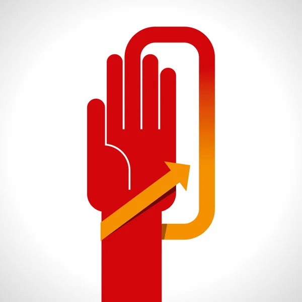 Main humaine avec flèche de direction — Image vectorielle
