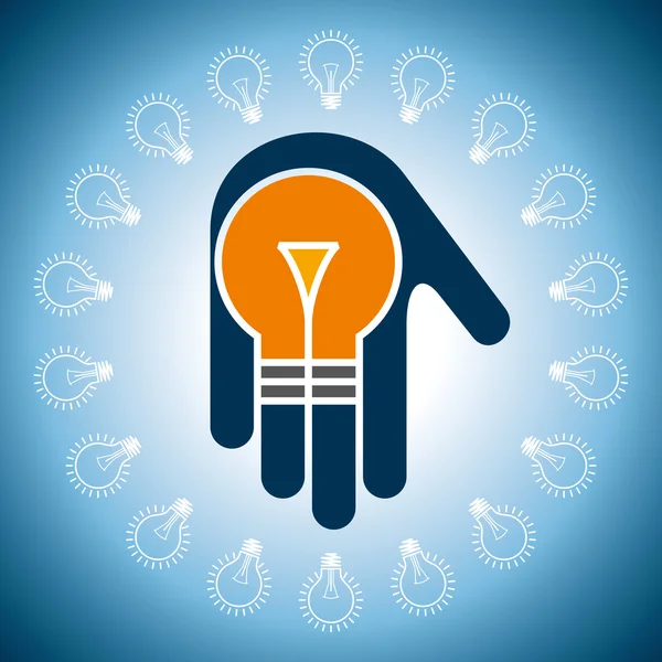 Idea of power icon in hand — Stock Vector