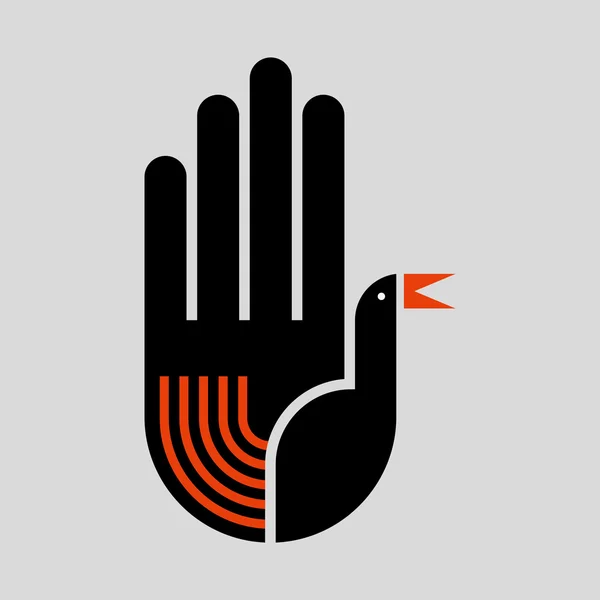 Illustration av fågeln i handen — Stock vektor
