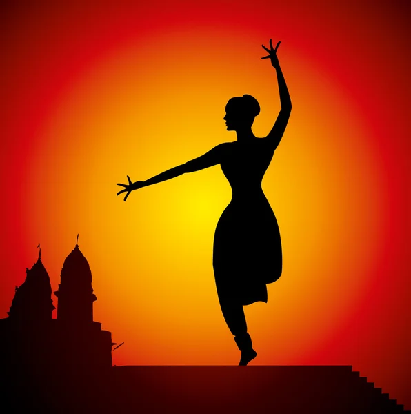 Bailarina clásica india — Vector de stock