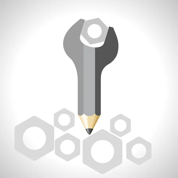 Kalem ile somun anahtarı — Stok Vektör
