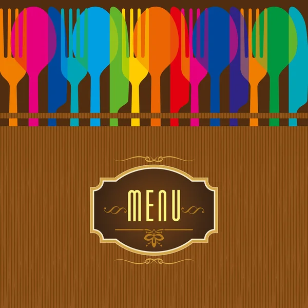 Carte de menu avec ustensiles de cuisine Colofful — Image vectorielle