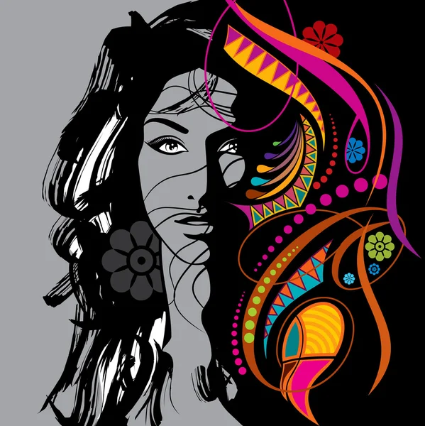 Retrato de mujeres de moda — Vector de stock