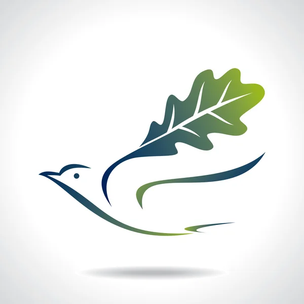 Pájaro verde volador — Vector de stock