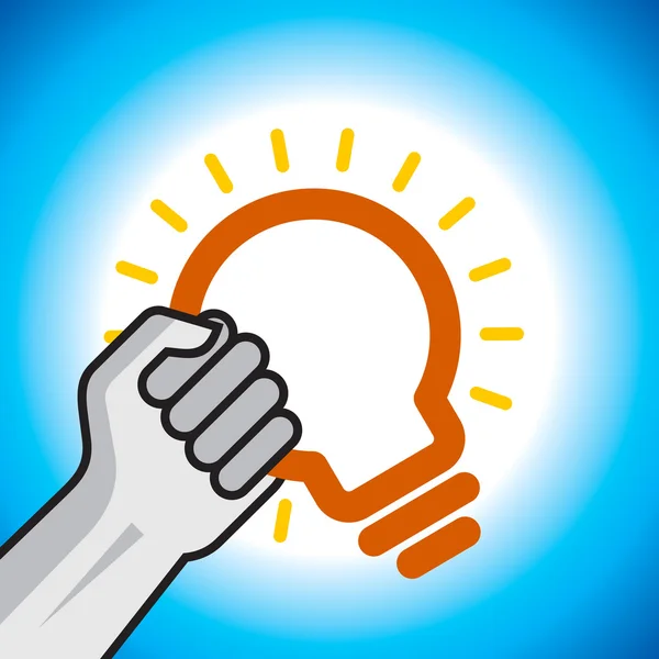 Ampoule et main humaine — Image vectorielle
