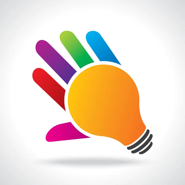 Glödlampa idé med mänsklig hand — Stock vektor