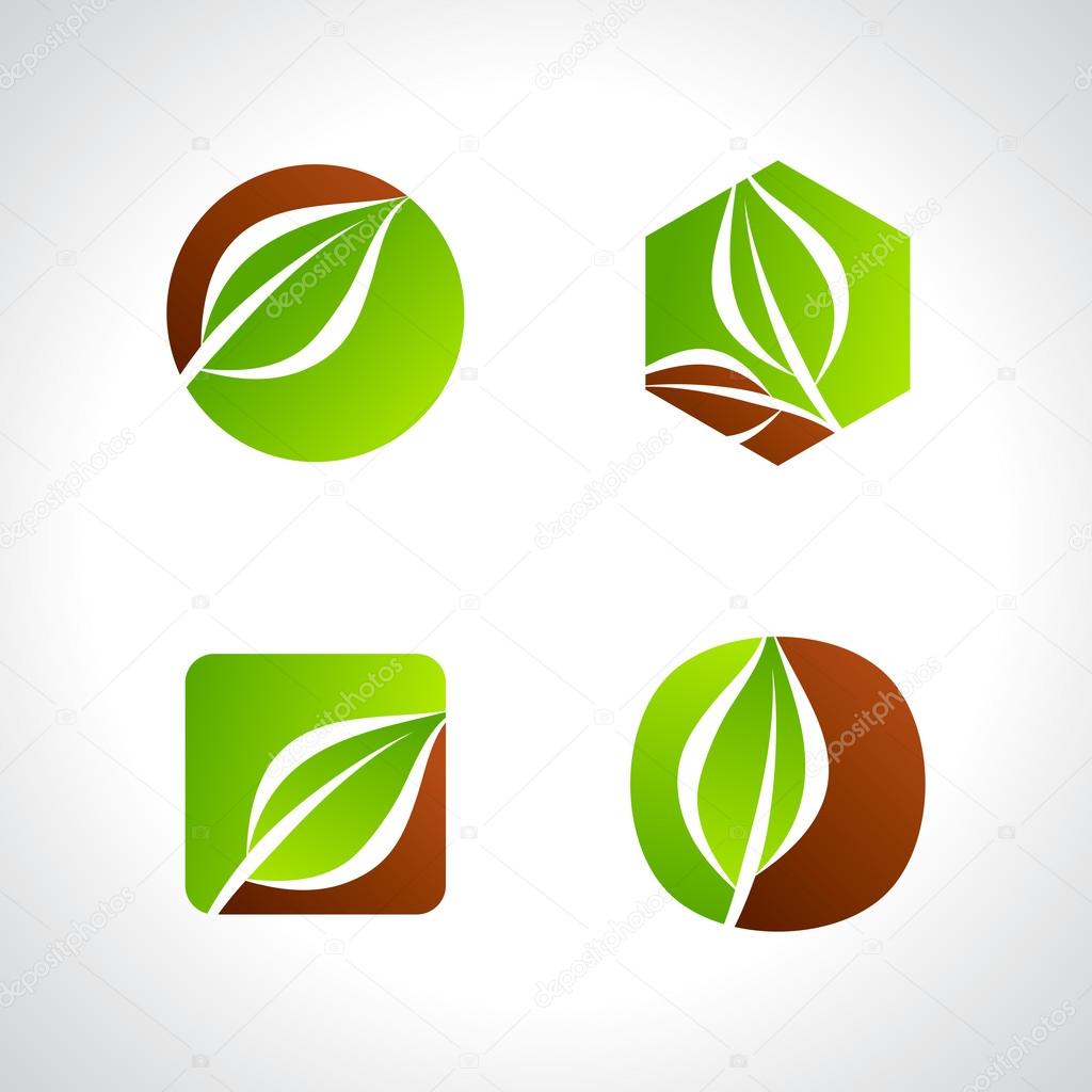 Leaf icons logo and design elements