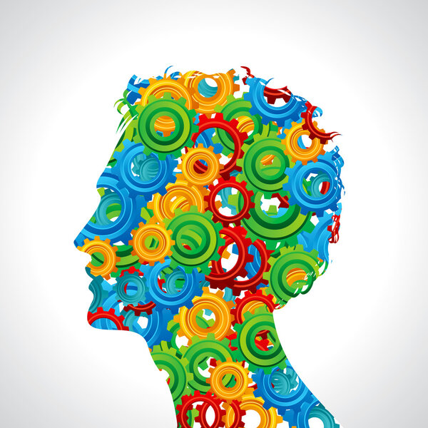 Silhouette of the head, brain, and pulses.