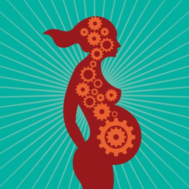 Pregnant woman with creative idea clipart