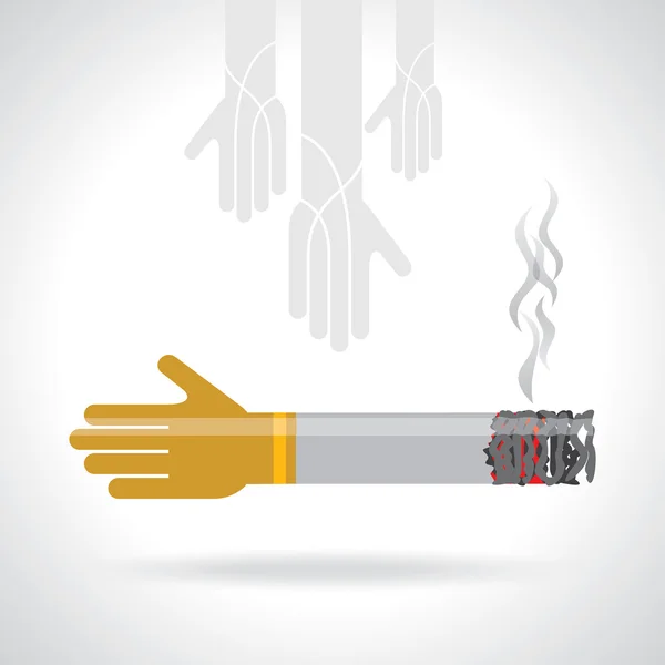 Cigarette with hands creative idea — Stock Vector