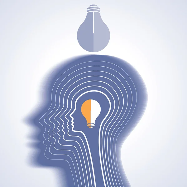 Lidská hlava myšlení nové myšlenky — Stockový vektor
