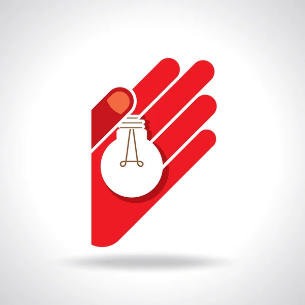 Idée ampoule avec main humaine — Image vectorielle