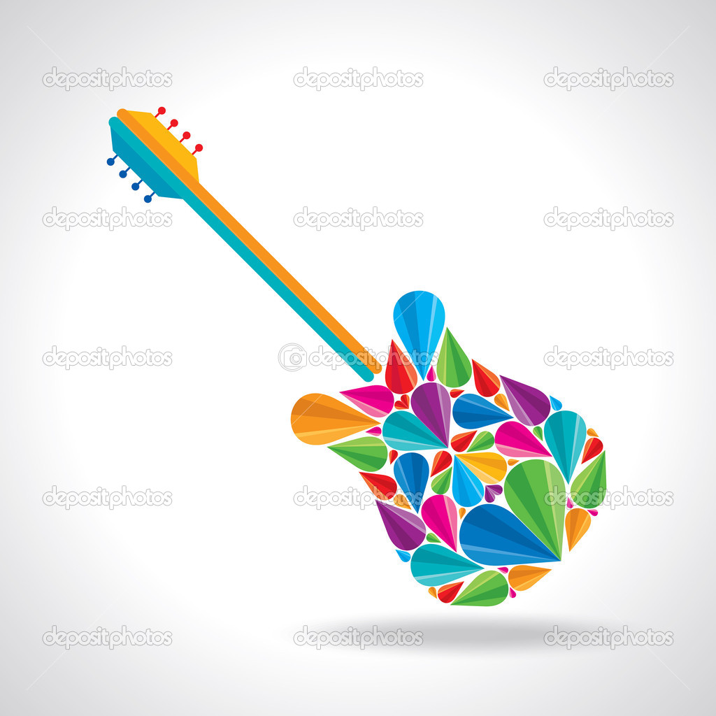 Guitar shape with colorful abstract
