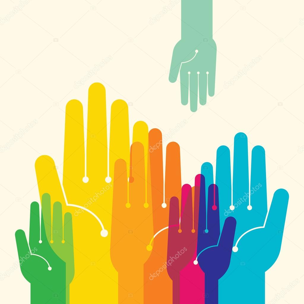 Team symbol Multicolored hands