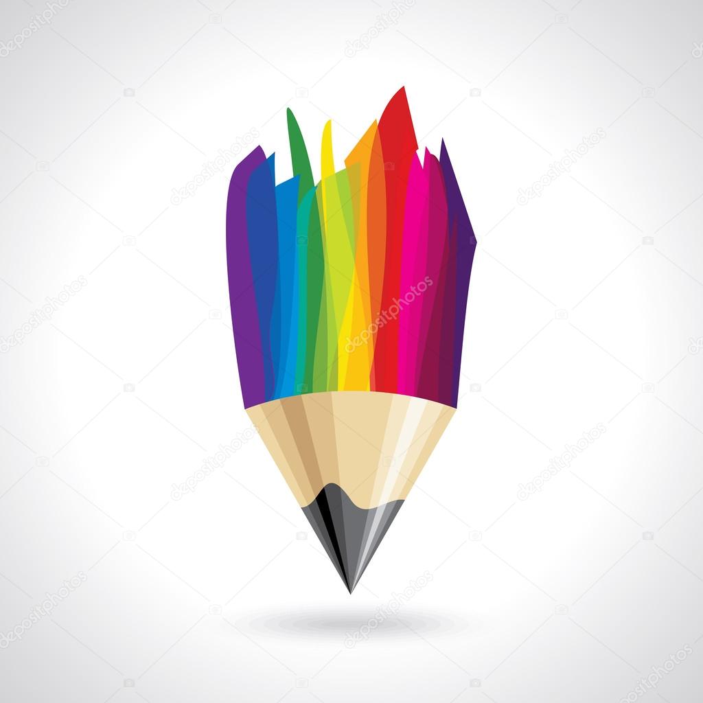 Creative colorful pencil icon
