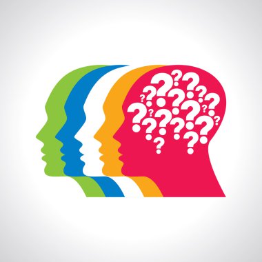 Question mark with human head clipart