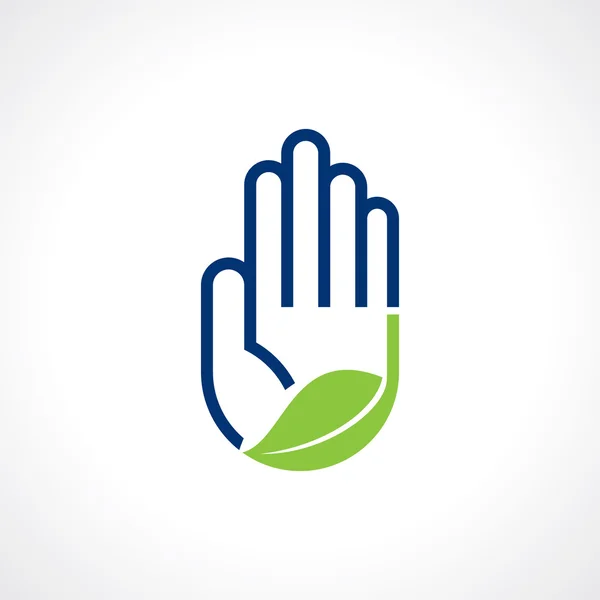 Hand och leaf symbol — Stock vektor