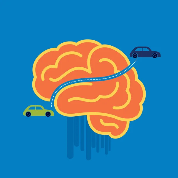 Auto überquert Gehirn — Stockvektor