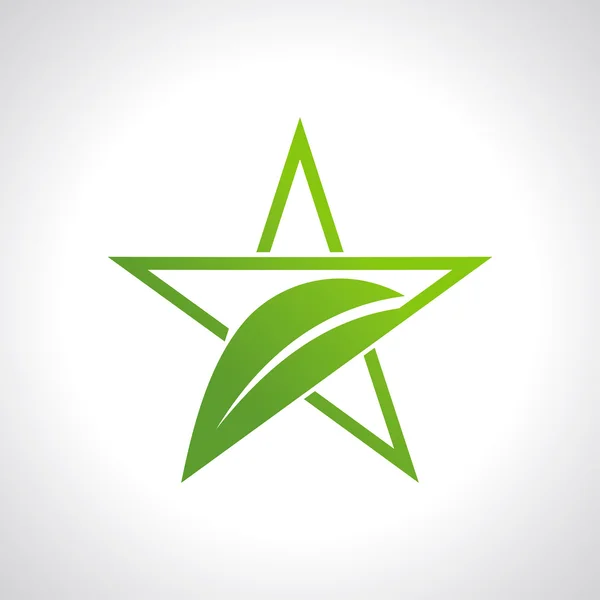 Foglia verde con stella — Vettoriale Stock