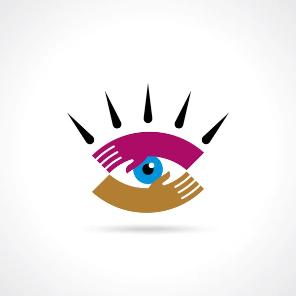 Ojo de la mano icono — Vector de stock