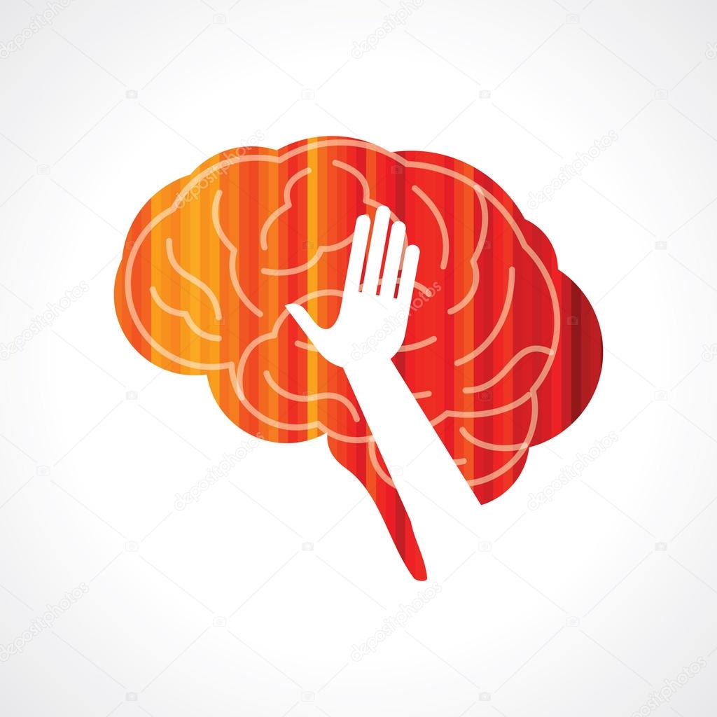 Brain with hand creative concept